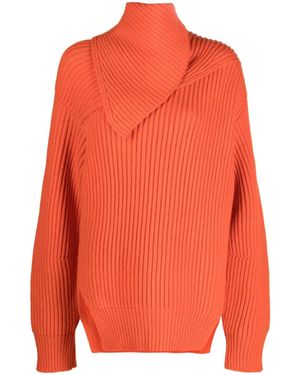 Jil Sander Long Sleeves Foulard Neck Cardigan - Orange