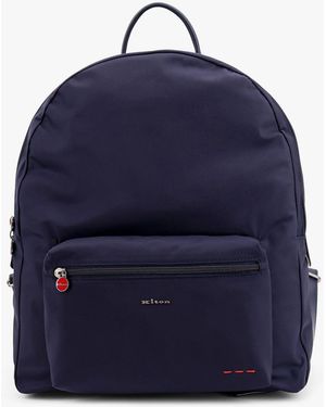 Kiton Nylon Backpack With Metal Lettering Logo - Blue