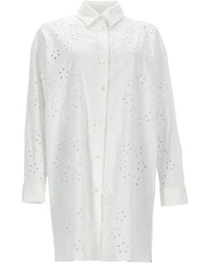 Herno Long Shirt With Perforated Pattern - White