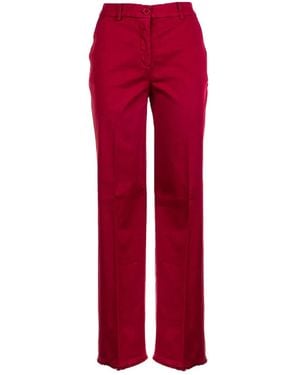 Via Masini 80 High-Waisted Raspberry Trousers - Red