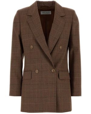 Max Mara Embroidered Glencheck Astrale Blazer - Brown