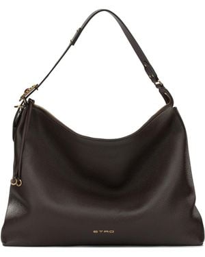 Etro Large Leather Shoulder Bag - Black