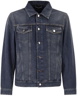 Peserico Cotton Denim Jacket With Vintage Wash And Tailored Details - Blue