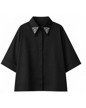 Pinko Embroidered Point Collar Shirt - Black