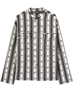 Palm Angels Metal Frame Stripes Overshirt - Black