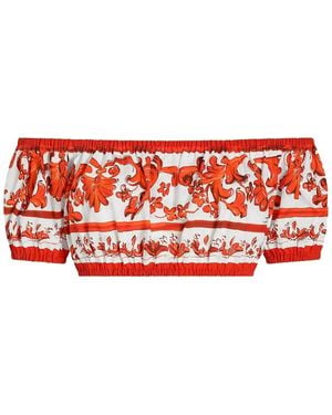 Dolce & Gabbana Dolce & Gabbana Maiolica Print Cotton Top - Red