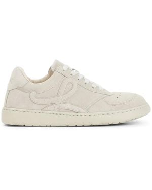 Loewe Oat Milk Calf Leather Jambo Trainers - White