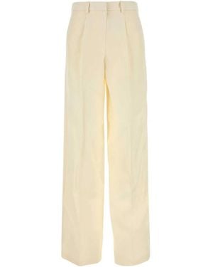 Magda Butrym Cream Wool Blend Wide-Leg Pant - White