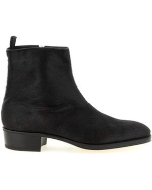 John Lobb 'Freddi Bristle Hide' Ankle Boots - Black