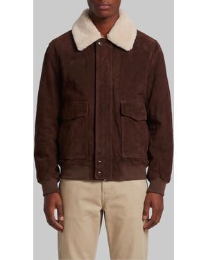 Arma Bari Gritty Suede Bomber - Brown