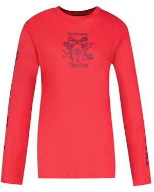 Simone Rocha Coming Up Roses T-Shirt - Red