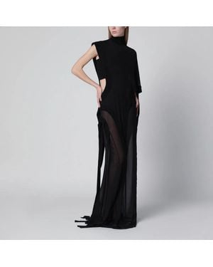 Francesco Murano Long Oneshoulder Silk Dress - Black