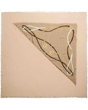 Gucci Gg Wool Silk Jacquard Cape - Natural
