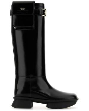 Prada Leather Boots - Black