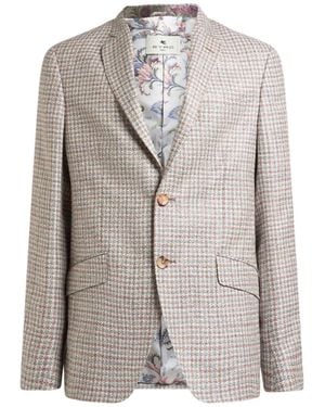 Etro Roma Fit Checked Jacket - Gray
