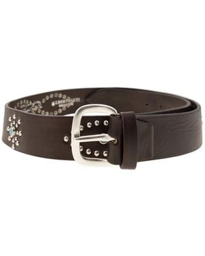 Alberto Luti Studded Leather Belt - Brown