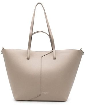 Emporio Armani Medium Leather Tote Bag - Natural