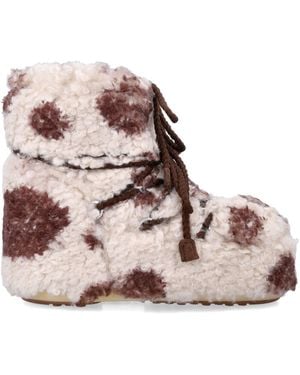 Moon Boot Icon Low Curly Cow Print - Pink