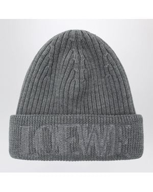 Loewe Wool Beanie With Logo Embroidery - Gray