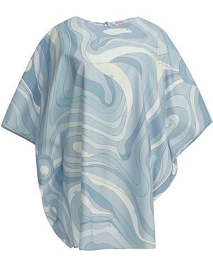 PUCCI "Marmo" Short Caftan Dress - Blue