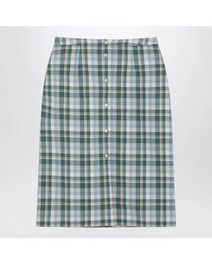 Prada Ottanio Pencil Skirt With Check Pattern - Green