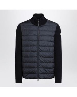 Moncler Quilted Cotton Zipup Cardigan - Blue
