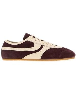 Dries Van Noten Two-Tone Suede And Leather Trainers - Brown