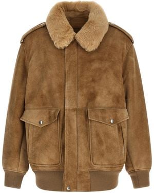 Prada Lamb Leather Bomber - Brown