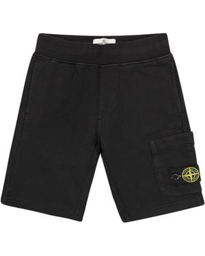 Stone Island Bermuda Shorts With Pockets And Badges - Black