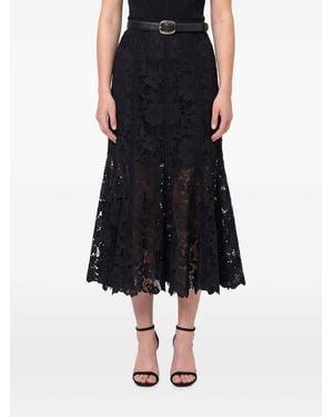 Self-Portrait Lace Midi Skirt - Black