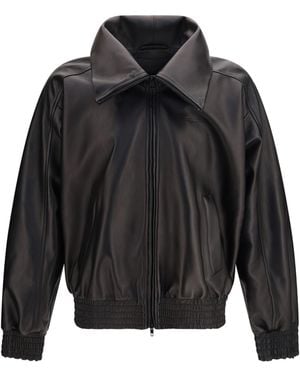 Balenciaga Leatehr High Collar Tracktop - Black