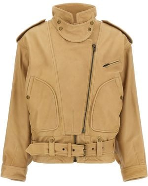Isabel Marant 'Farza' Leather Jacket - Natural