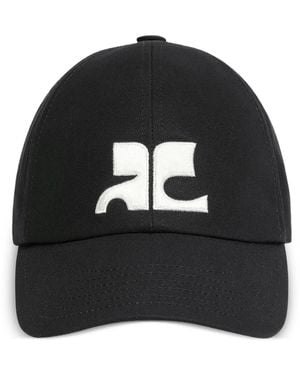 Courreges Courregès Ac Logo Cotton Cap - Black