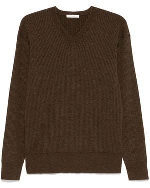 The Row Cashmere Blend V-Necked Sweater - Brown