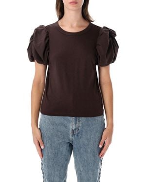 ROTATE BIRGER CHRISTENSEN Rotate Puff-Sleeve Cotton T-Shirt - Black