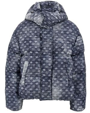 DSquared² Denim-Effect Printed Down Jacket - Blue