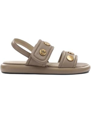 Pinko Leather Sandals - Natural