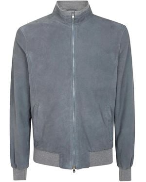 Barba Napoli "Fox" Leather Sport Jacket - Gray