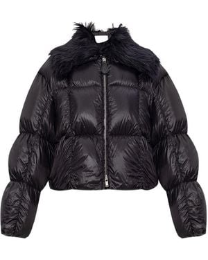 Jil Sander Padded Jacket With Faux Fur Collar - Black