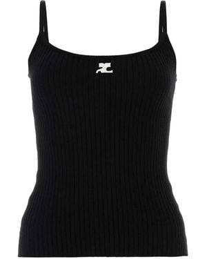 Courreges Reedition Knit Tank Top - Black