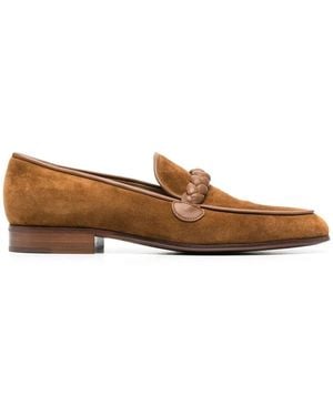 Gianvito Rossi Luxurious Braided Suede Loafers - Brown