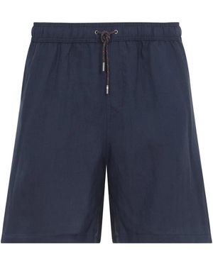 Sease Drawstring Hemp Shorts - Blue