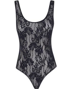 Zimmermann "Lace Scoop" Bodysuit - Black