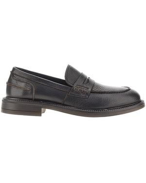 JUAN LACARCEL BY CALCE Grained Leather Loafers - Black