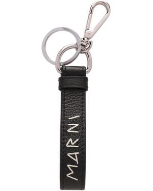 Marni Calf Leather Keychain - Black