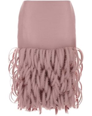 Balenciaga Dusty Fluffy Feather Pencil Skirt - Pink