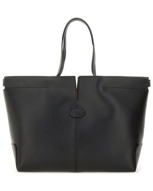 Tod's Di Bag Folio Leather Shopping Bag - Black