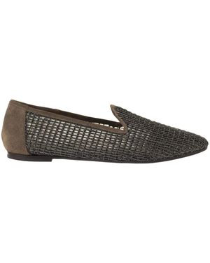 Brunello Cucinelli Suede Flats With Precious Net Embroidery - Green