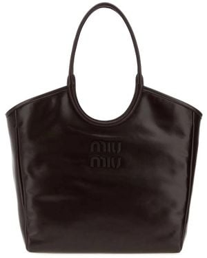 Miu Miu Dark Ivy Leather Shopping Bag - Black