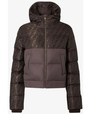Fendi Jacquard Ff Dark Cotton Polyamide Jacket - Brown